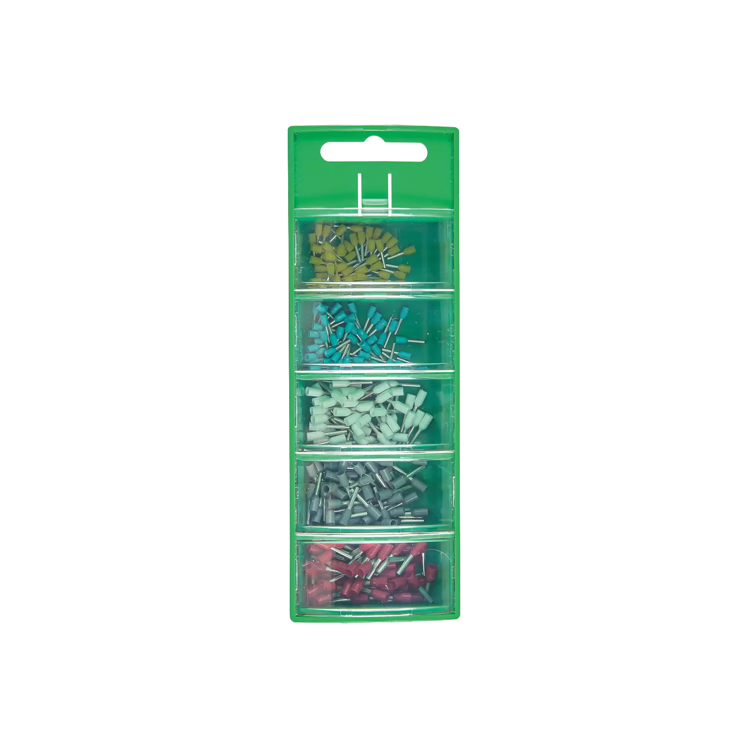 Slide Box, Inhalt: Aderendhülsen mit Kunststoffkragen