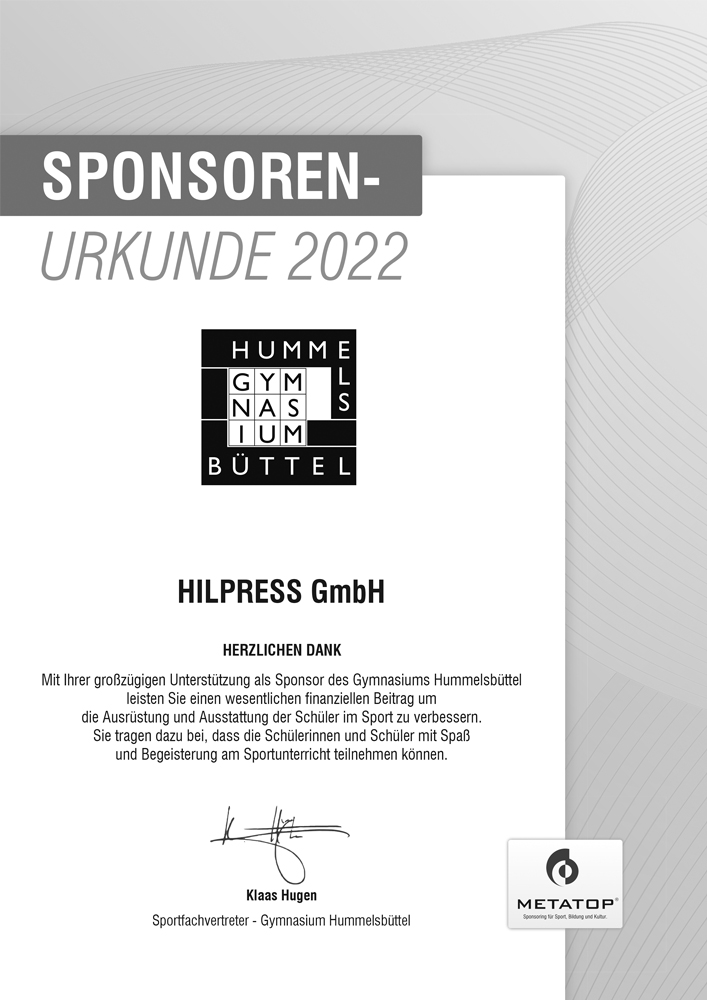 Unterstützung des Gymnasiums Hummelsbüttel