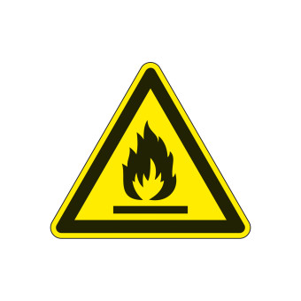 Warning Sign: Warning of highly flammable materials  100 mm 