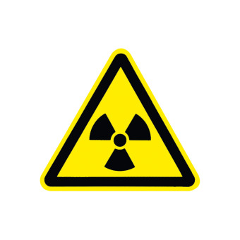 Warning Sign: Warning of radioactive materials and ionizing radiation 100 mm 