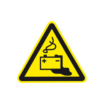 Warning Sign: Warning of danger by battery 100 mm 