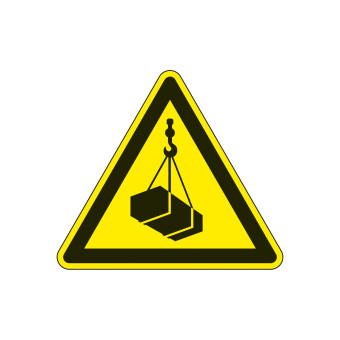 Warning Sign: Warning of hanging weight 200 mm 