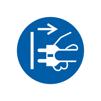 Rule Sign: Pull main plug before opening  25 mm 