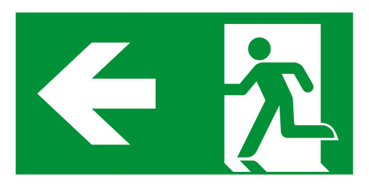 HIL-SIGN® Escape route to the left, Polyester 300 x 150 mm 