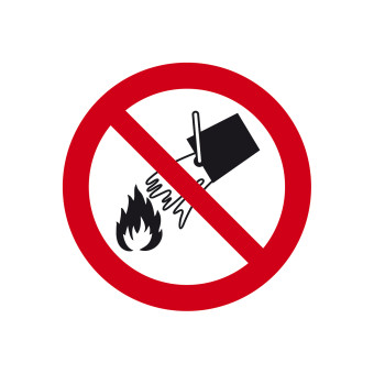 Prohibition Sign: do not extinguish with water, PVC, 200 mm 