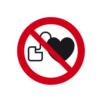 Prohibition Sign: prohilbited for persons with cardia pacemakers, PVC, 100 mm 