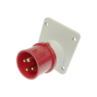 Flanged plug, inclined, IP 44, 3P + T red 