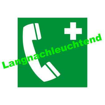 HIL-SIGN® Langnachleuchtende Rettungszeichen, Polyester, 200 x 200 mm                     Notruftelefon 