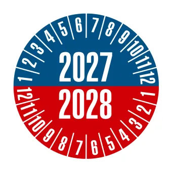 HIL-SIGN® Prüfplakette 2027 - 2028, blau-rot 